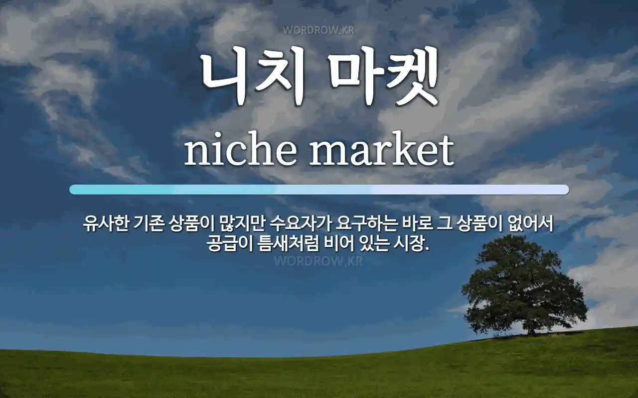 니치 마켓 뜻: 유사한 기존 상품이 많지만 수요자가 요구하는 바로 그 상품이 없어서 공급이 틈새처럼 비어