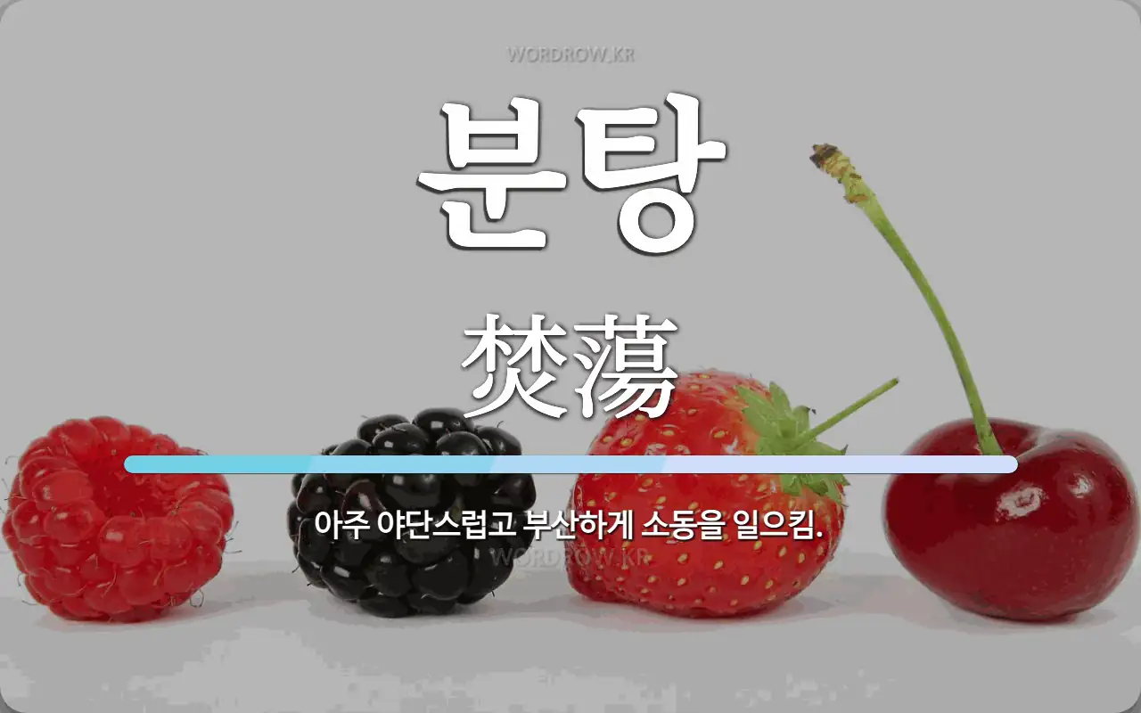 분탕 뜻: 아주 야단스럽고 부산하게 소동을 일으킴.