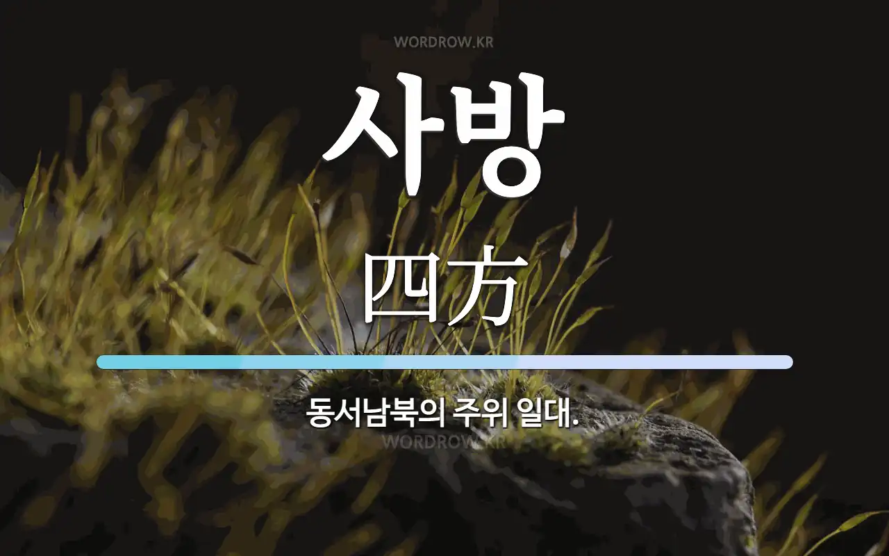 사방 뜻: 동서남북의 주위 일대.