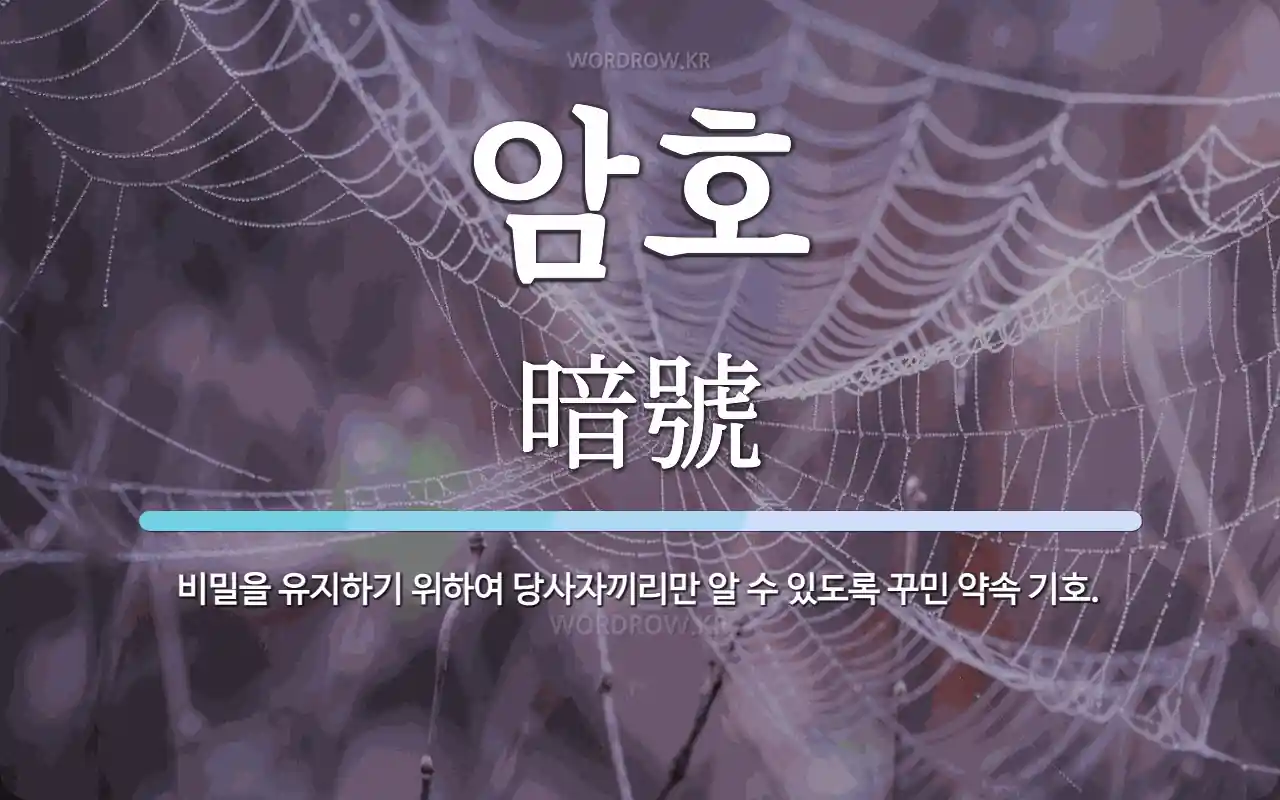 암호 뜻: 비밀을 유지하기 위하여 당사자끼리만 알 수 있도록 꾸민 약속 기호.