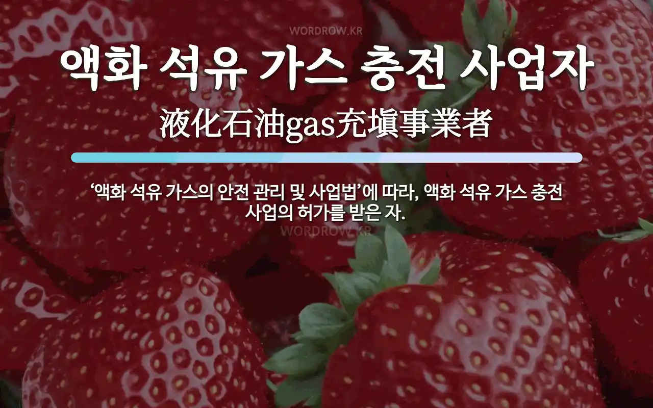 액화 석유 가스 충전 사업자 뜻: ‘액화 석유 가스의 안전 관리 및 사업법’에 따라, 액화 석유 가스 충전 사업의 허가를 받