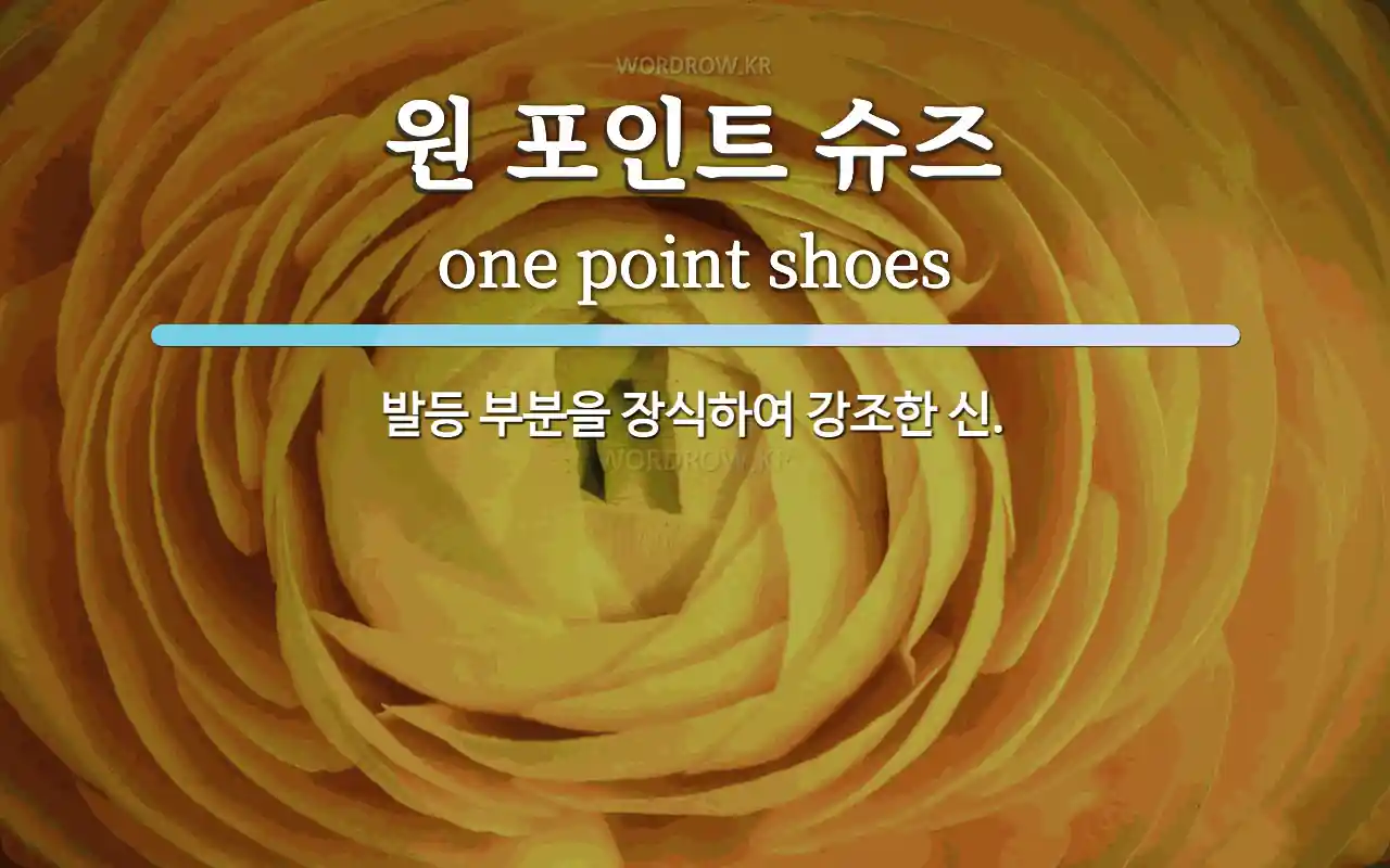 원 포인트 슈즈 뜻: 발등 부분을 장식하여 강조한 신.