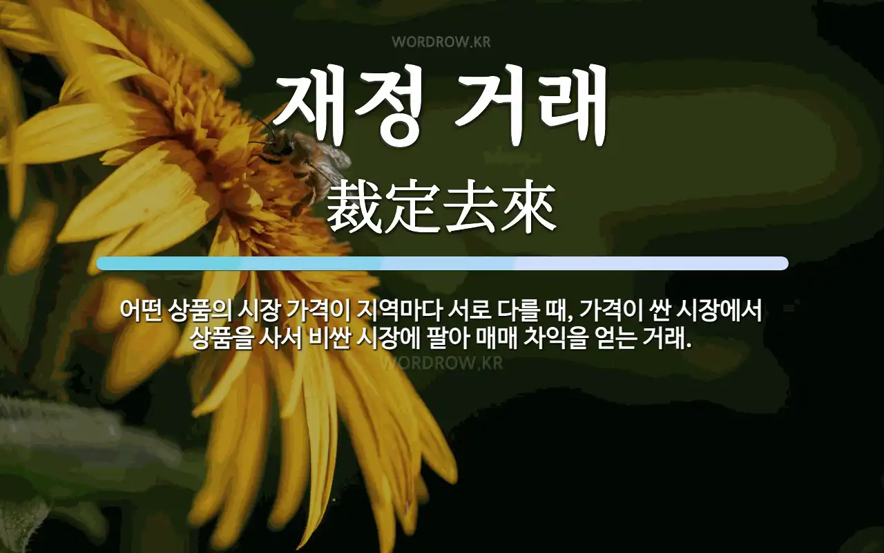 재정 거래 뜻: 어떤 상품의 시장 가격이 지역마다 서로 다를 때, 가격이 싼 시장에서 상품을 사서 비싼 시