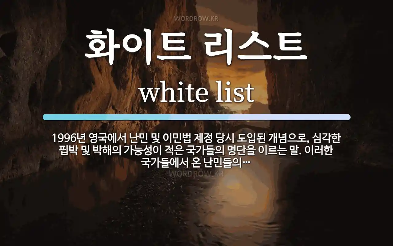 화이트 리스트 뜻: 1996년 영국에서 난민 및 이민법 제정 당시 도입된 개념으로, 심각한 핍박 및 박해의 가