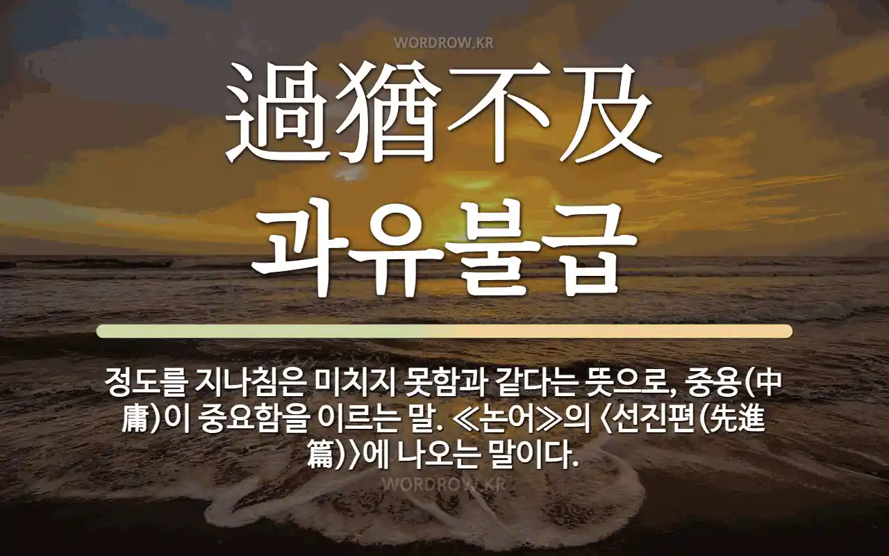 한자: 過猶不及 (과유불급)